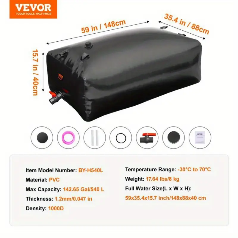 Foldable 540 - liter PVC Water Storage Bag