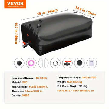 Foldable 540 - liter PVC Water Storage Bag