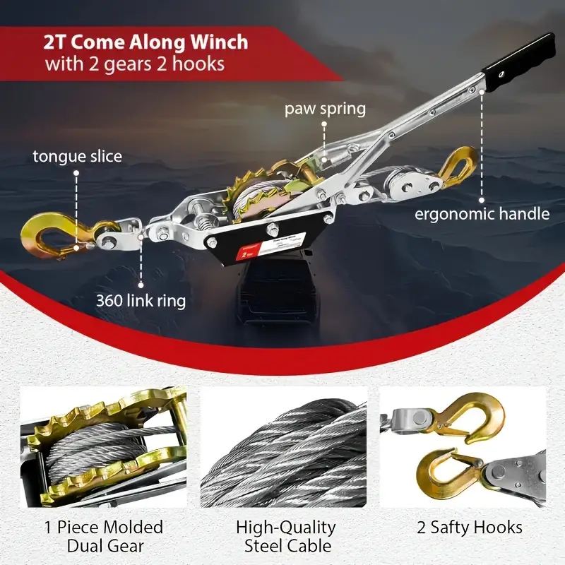 Heavy-Duty 2-Ton Manual Winch