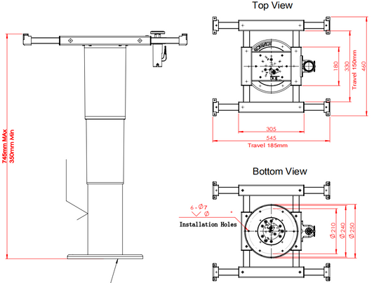 Adjustable Table Pedestal Telescopic Table Leg for Caravans